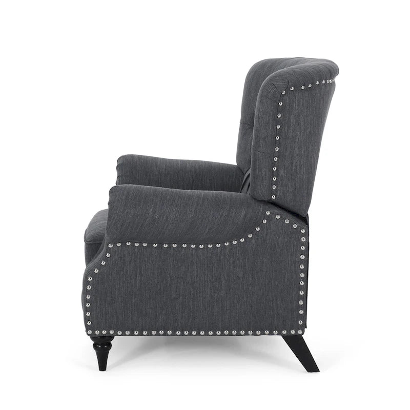 Fauteuil inclinable Sunapee en tissu et bois d'hévéa avec clous décoratifs par Christopher Knight Home