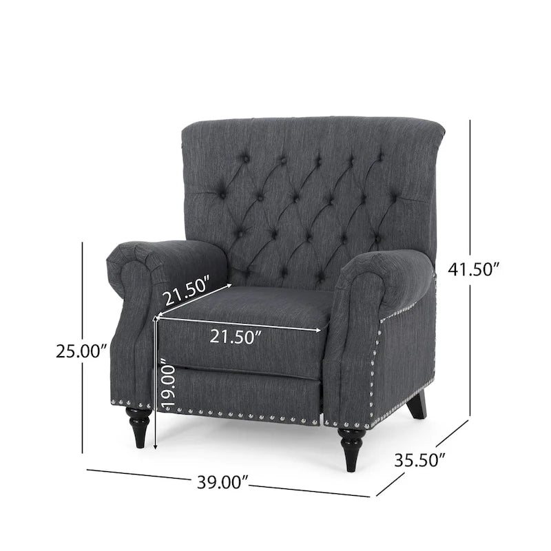 Fauteuil inclinable Sunapee en tissu et bois d'hévéa avec clous décoratifs par Christopher Knight Home