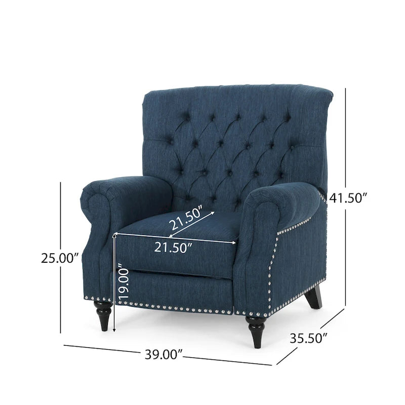 Fauteuil inclinable Sunapee en tissu et bois d'hévéa avec clous décoratifs par Christopher Knight Home