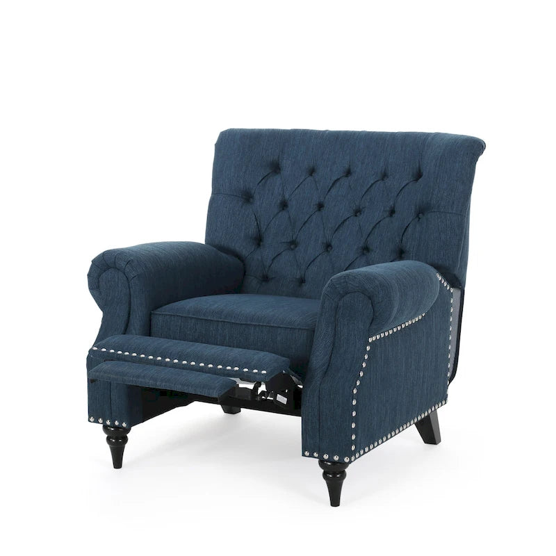 Fauteuil inclinable Sunapee en tissu et bois d'hévéa avec clous décoratifs par Christopher Knight Home