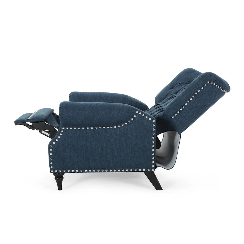 Fauteuil inclinable Sunapee en tissu et bois d'hévéa avec clous décoratifs par Christopher Knight Home