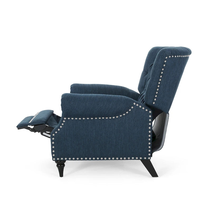 Fauteuil inclinable Sunapee en tissu et bois d'hévéa avec clous décoratifs par Christopher Knight Home