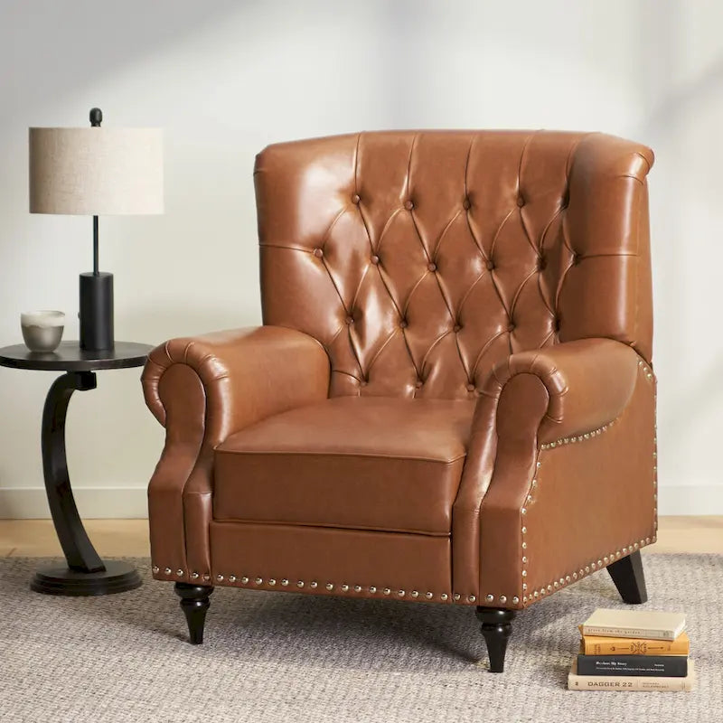 Fauteuil inclinable Sunapee en tissu et bois d'hévéa avec clous décoratifs par Christopher Knight Home