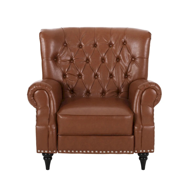Fauteuil inclinable Sunapee en tissu et bois d'hévéa avec clous décoratifs par Christopher Knight Home