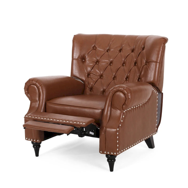 Fauteuil inclinable Sunapee en tissu et bois d'hévéa avec clous décoratifs par Christopher Knight Home