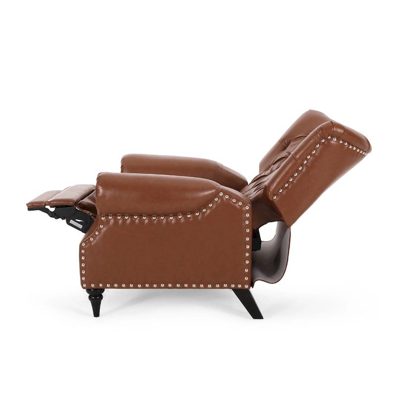 Fauteuil inclinable Sunapee en tissu et bois d'hévéa avec clous décoratifs par Christopher Knight Home