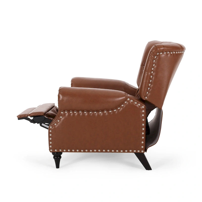 Fauteuil inclinable Sunapee en tissu et bois d'hévéa avec clous décoratifs par Christopher Knight Home