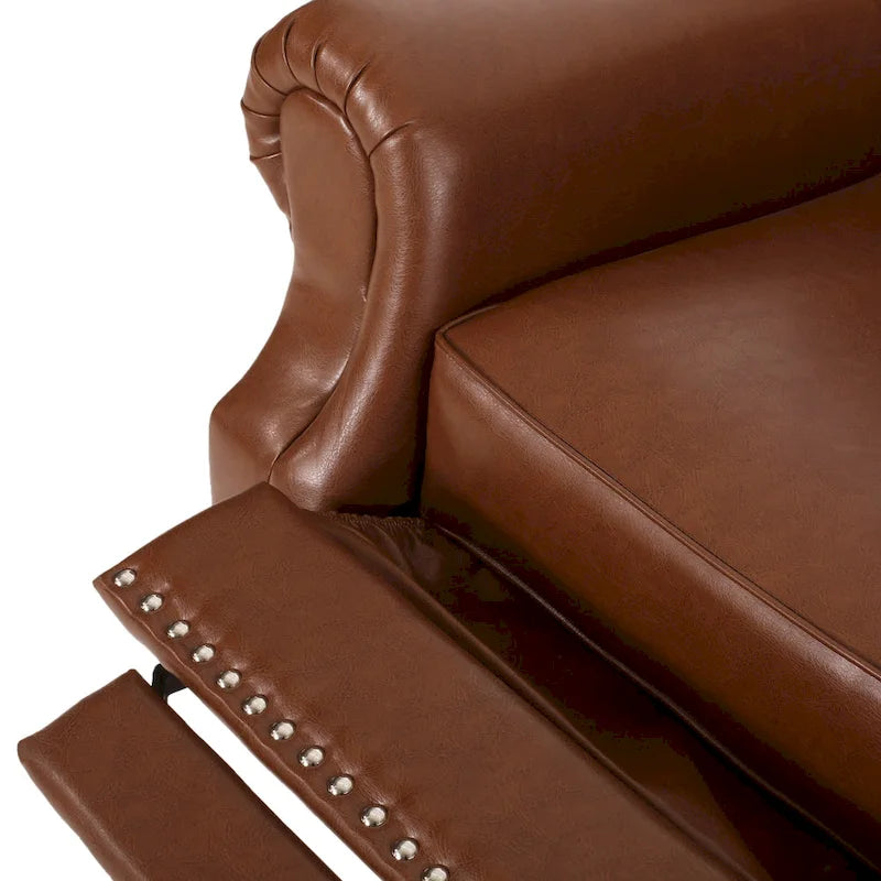 Fauteuil inclinable Sunapee en tissu et bois d'hévéa avec clous décoratifs par Christopher Knight Home