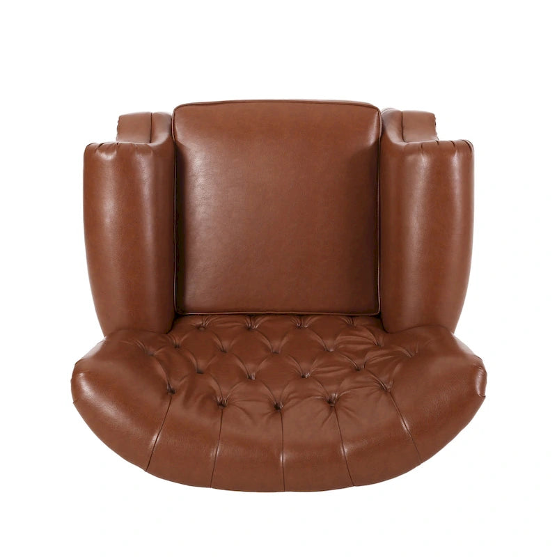 Fauteuil inclinable Sunapee en tissu et bois d'hévéa avec clous décoratifs par Christopher Knight Home