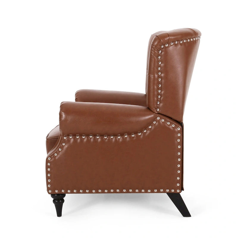 Fauteuil inclinable Sunapee en tissu et bois d'hévéa avec clous décoratifs par Christopher Knight Home