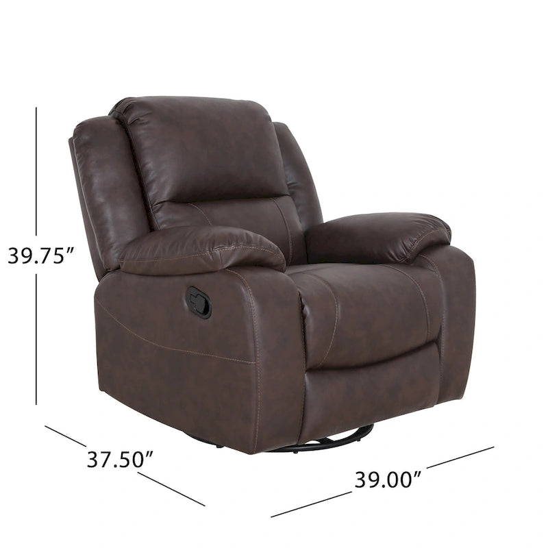Fauteuil inclinable pivotant Malic en similicuir touffeté de Christopher Knight Home