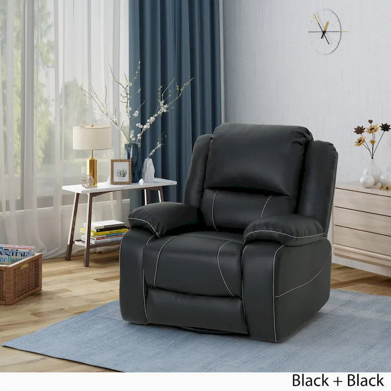 Fauteuil inclinable pivotant Malic en similicuir touffeté de Christopher Knight Home