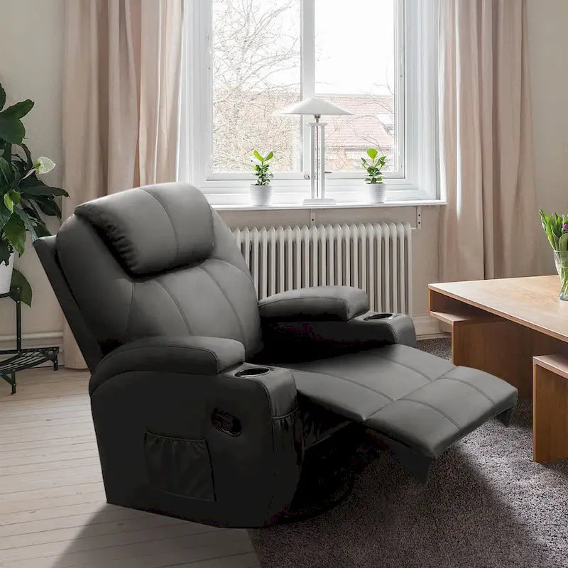 Fauteuil inclinable de massage Homall, pivotant, chauffant, en similicuir, pour salon