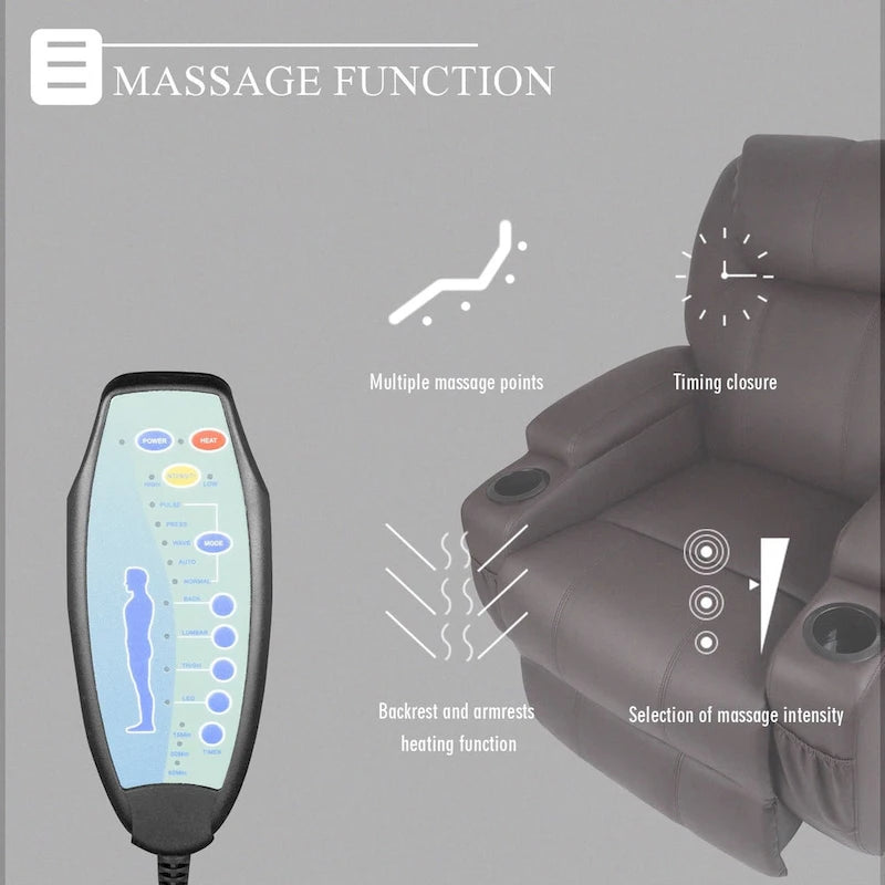 Fauteuil inclinable de massage Homall, pivotant, chauffant, en similicuir, pour salon