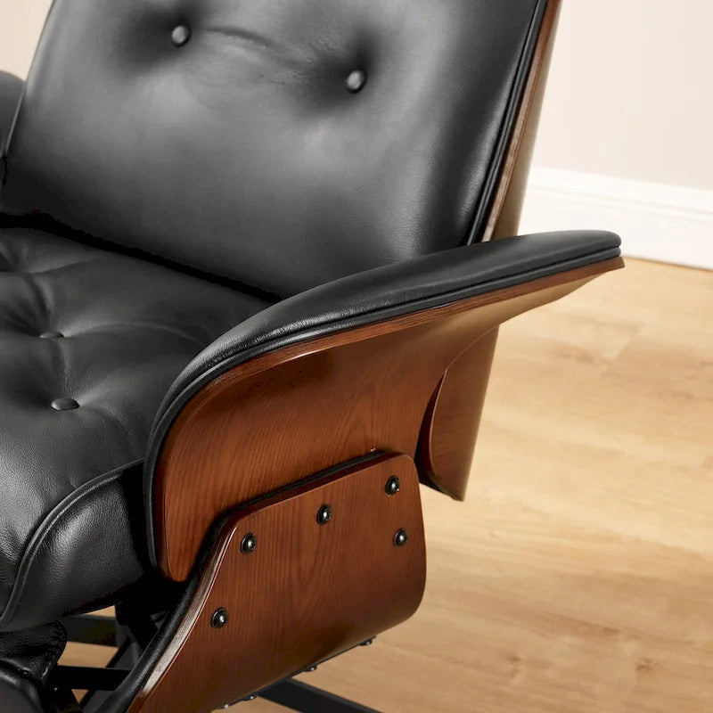 Fauteuil inclinable Art Leon en similicuir style Mid-century Modern
