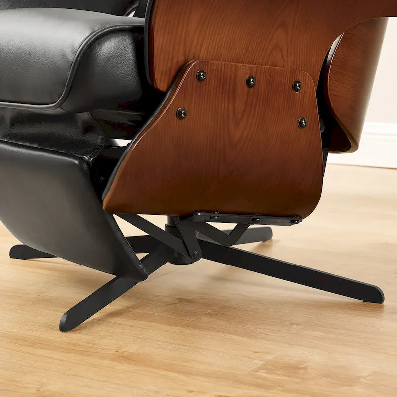 Fauteuil inclinable Art Leon en similicuir style Mid-century Modern