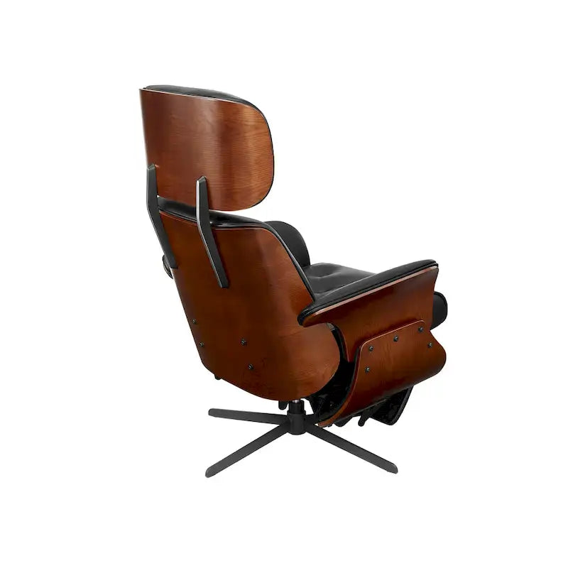 Fauteuil inclinable Art Leon en similicuir style Mid-century Modern