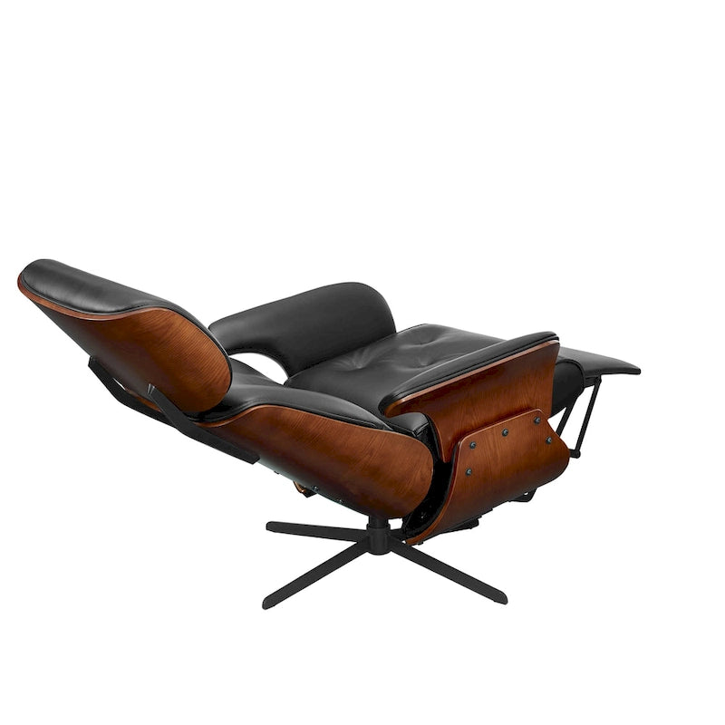 Fauteuil inclinable Art Leon en similicuir style Mid-century Modern