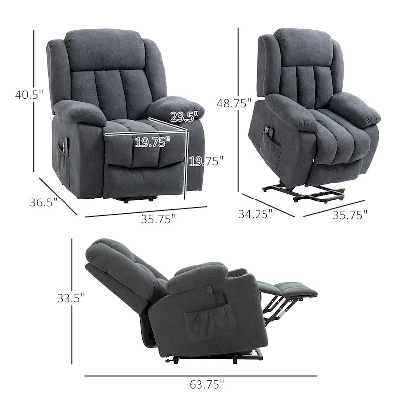 Fauteuil inclinable releveur HOMCOM pour personnes âgées de grande taille avec massage