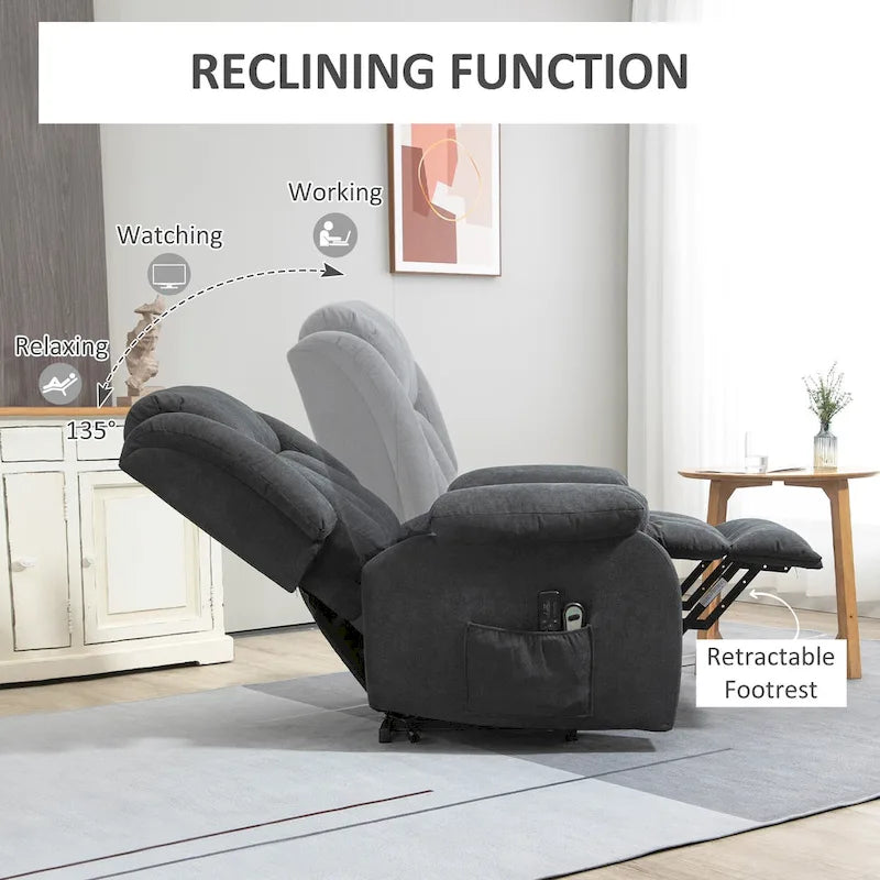 Fauteuil inclinable releveur HOMCOM pour personnes âgées de grande taille avec massage