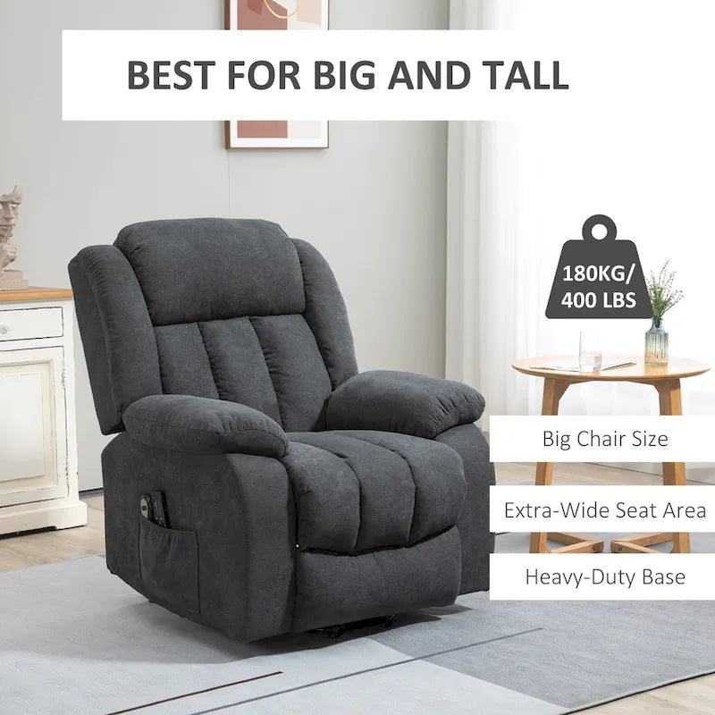 Fauteuil inclinable releveur HOMCOM pour personnes âgées de grande taille avec massage