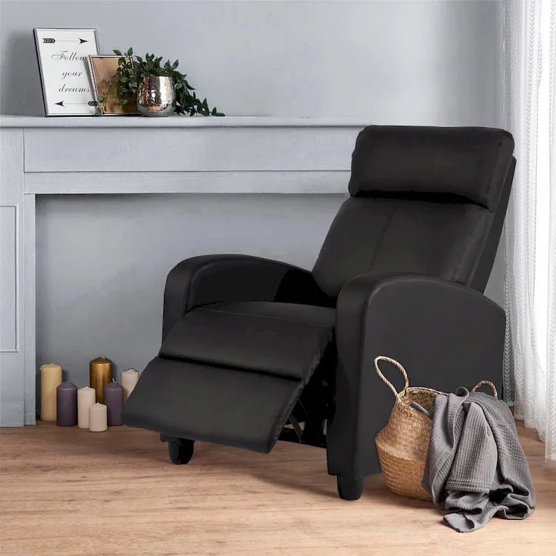Fauteuil de relaxation massant 2 points en similicuir Nell Black de Furniture of America