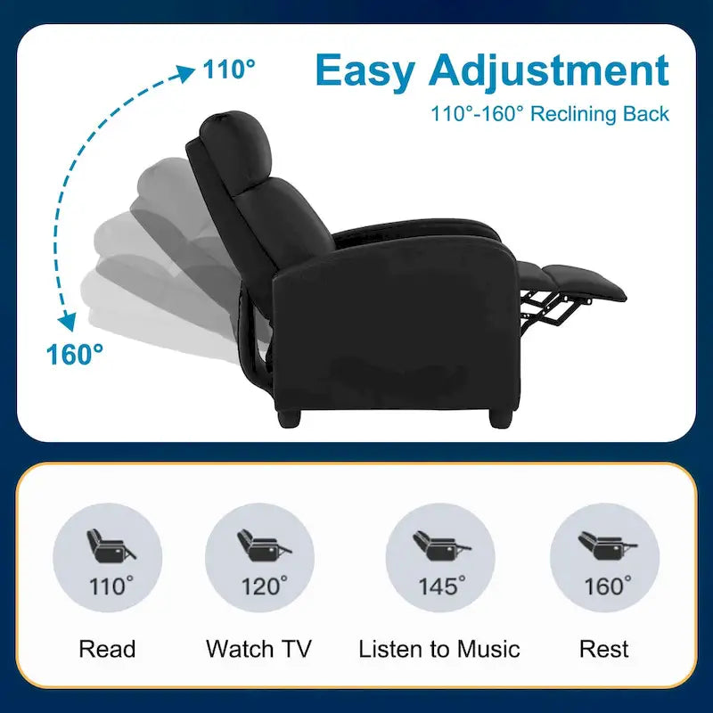 Fauteuil de relaxation massant 2 points en similicuir Nell Black de Furniture of America