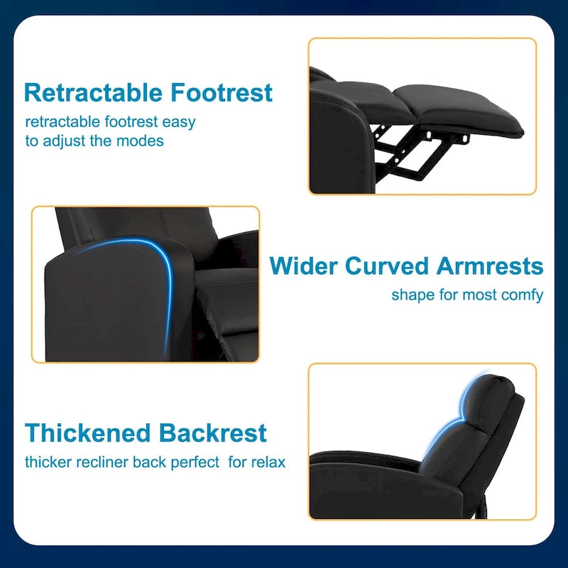 Fauteuil de relaxation massant 2 points en similicuir Nell Black de Furniture of America