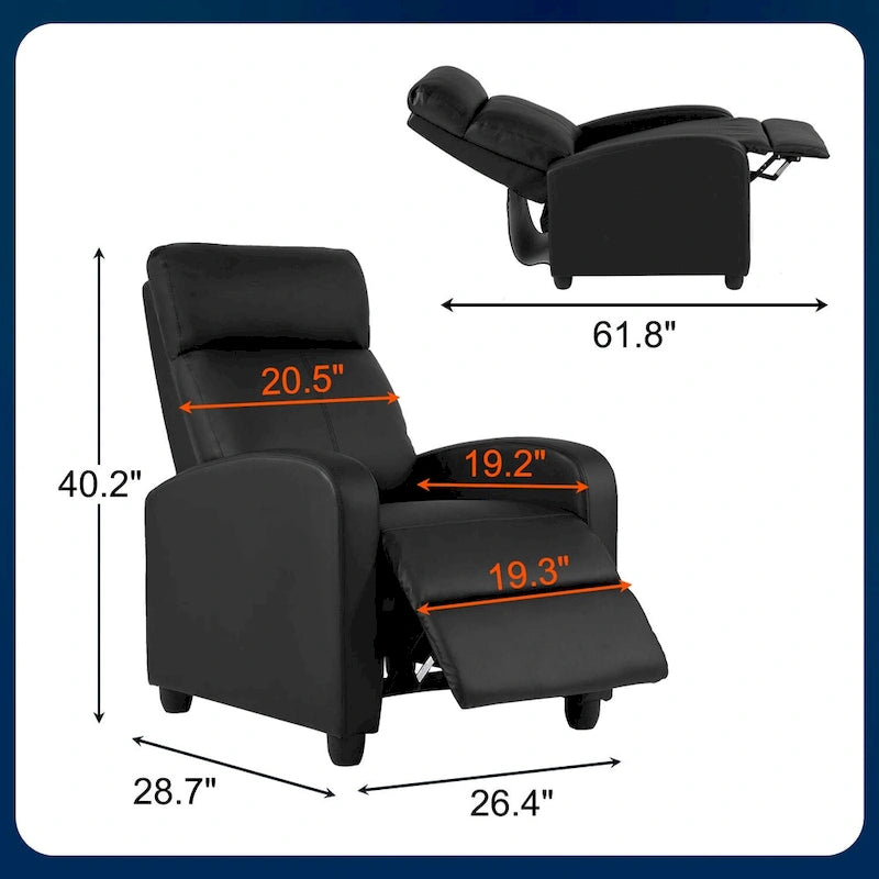 Fauteuil de relaxation massant 2 points en similicuir Nell Black de Furniture of America