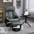 Fauteuil de massage inclinable HOMCOM avec pouf, fauteuil inclinable pivotant à 360° et repose-pieds, fauteuil inclinable en cuir PU, gris