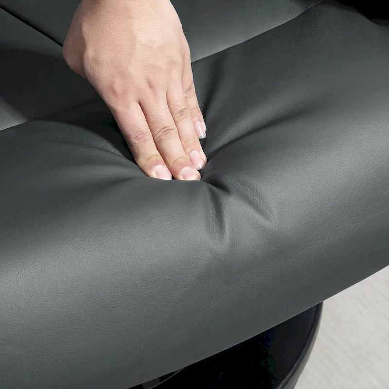 Fauteuil de massage inclinable HOMCOM avec pouf, fauteuil inclinable pivotant à 360° et repose-pieds, fauteuil inclinable en cuir PU, gris