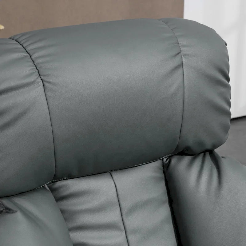 Fauteuil de massage inclinable HOMCOM avec pouf, fauteuil inclinable pivotant à 360° et repose-pieds, fauteuil inclinable en cuir PU, gris