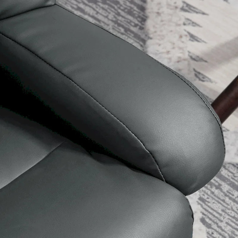 Fauteuil de massage inclinable HOMCOM avec pouf, fauteuil inclinable pivotant à 360° et repose-pieds, fauteuil inclinable en cuir PU, gris