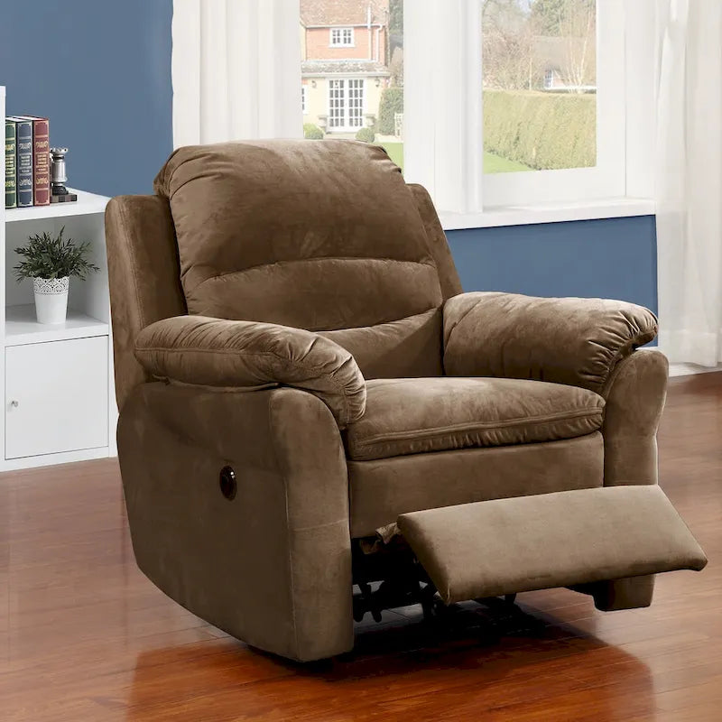 Fauteuil inclinable massant électrique de transition en tissu brun Roseway Copper Grove