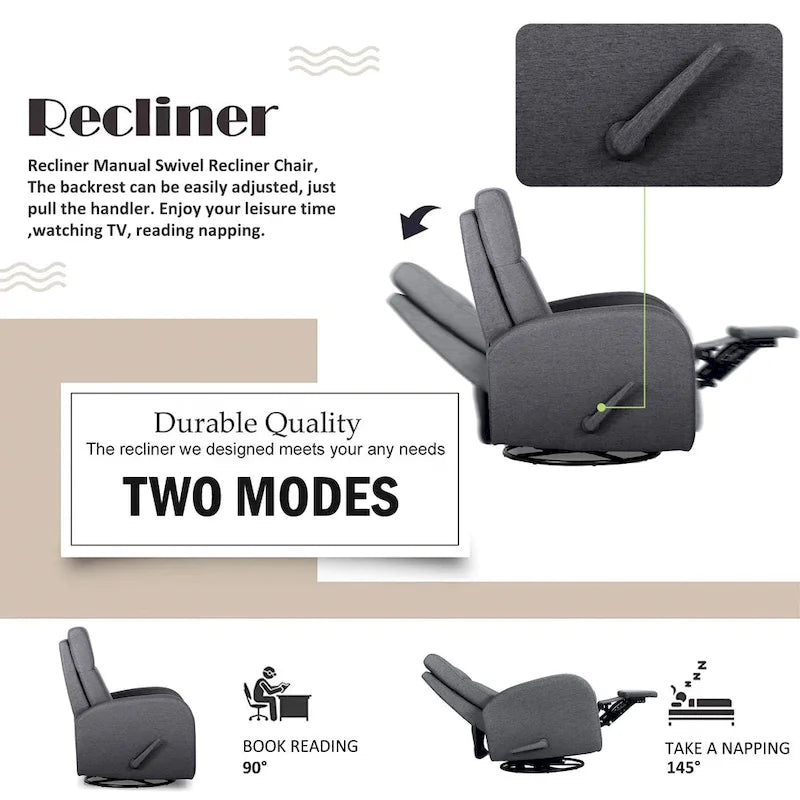 Fauteuil planeur inclinable Fauteuil à bascule inclinable Fauteuil inclinable pivotant Fauteuil d'appoint