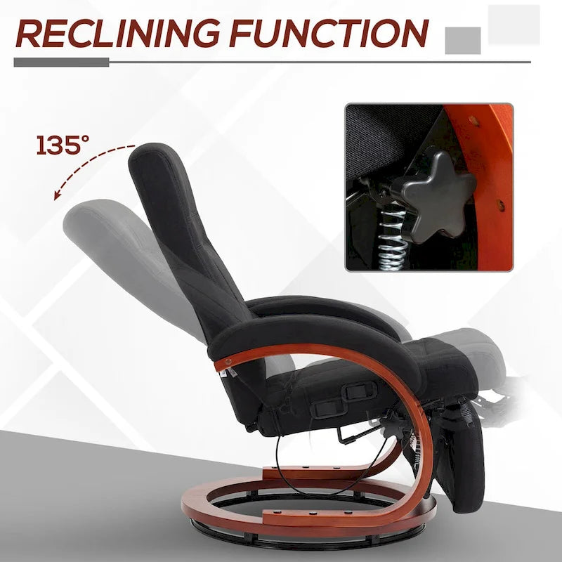Fauteuil inclinable manuel HOMCOM pour adultes, inclinable pivotant réglable avec repose-pieds