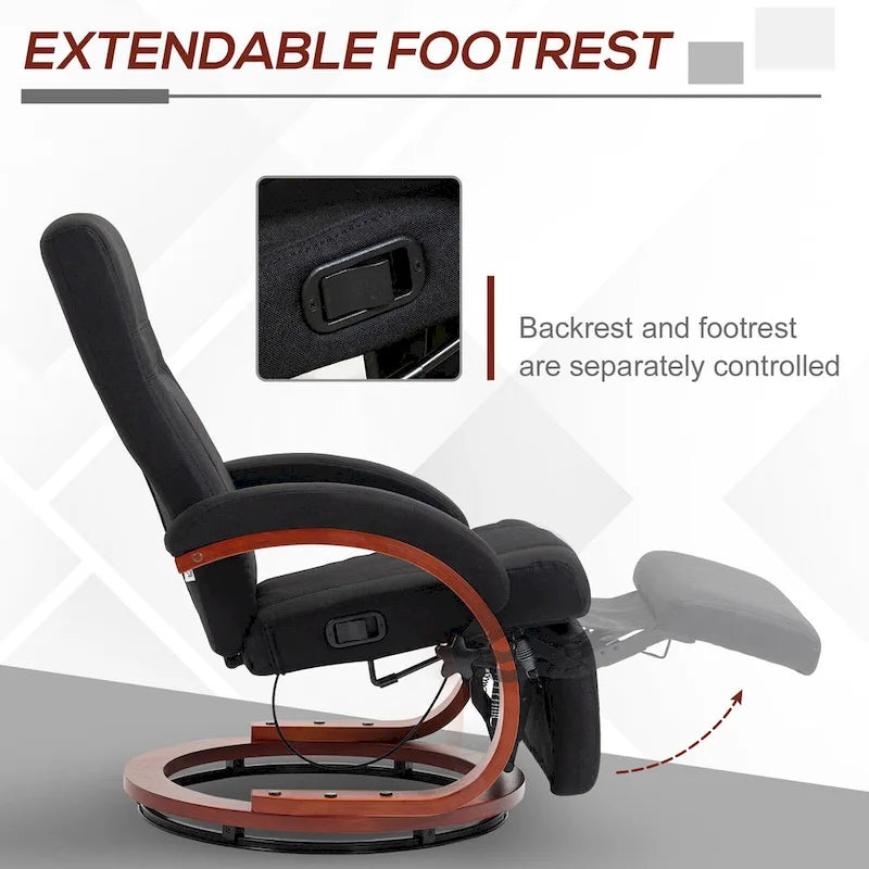Fauteuil inclinable manuel HOMCOM pour adultes, inclinable pivotant réglable avec repose-pieds