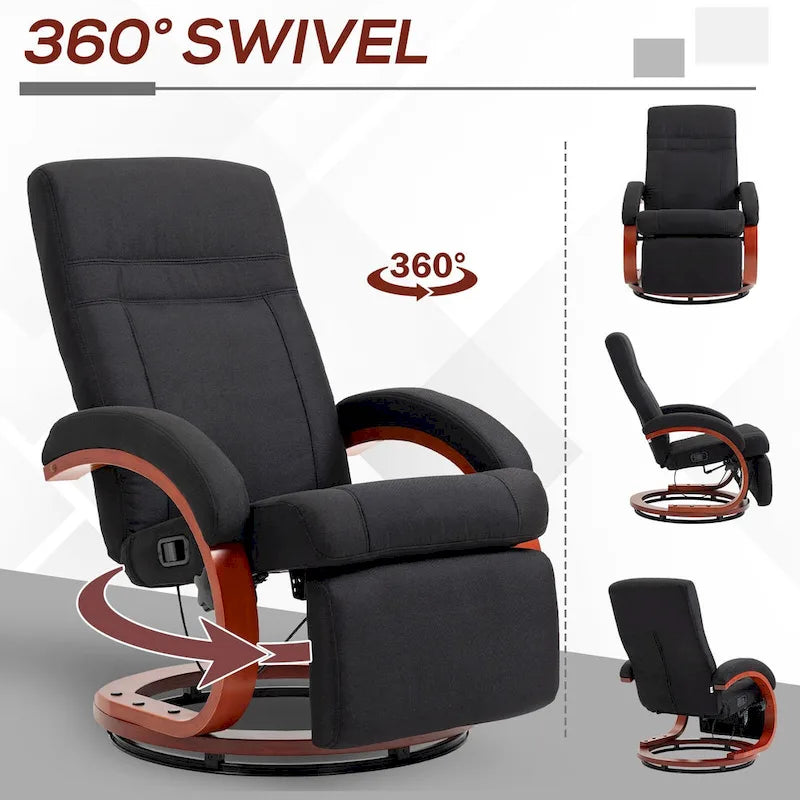 Fauteuil inclinable manuel HOMCOM pour adultes, inclinable pivotant réglable avec repose-pieds