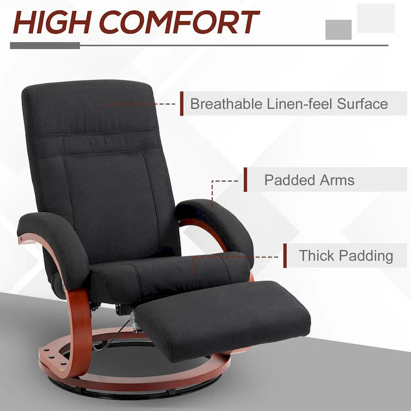 Fauteuil inclinable manuel HOMCOM pour adultes, inclinable pivotant réglable avec repose-pieds