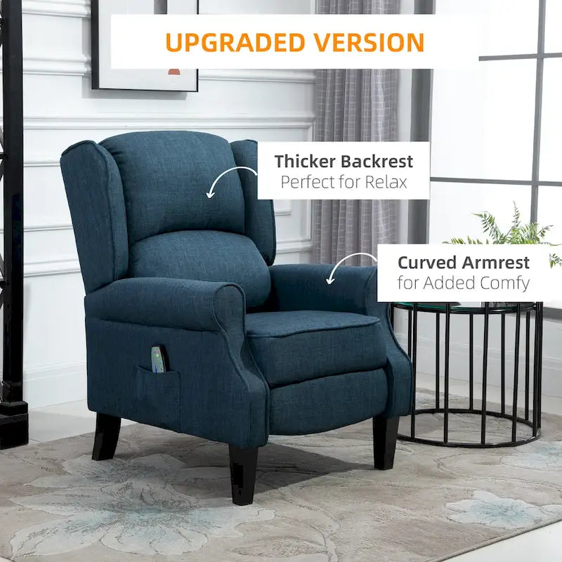 Fauteuil de massage vibrant et chauffant à oreilles HOMCOM, fauteuil inclinable de massage rembourré avec télécommande