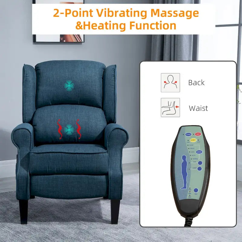 Fauteuil de massage vibrant et chauffant à oreilles HOMCOM, fauteuil inclinable de massage rembourré avec télécommande