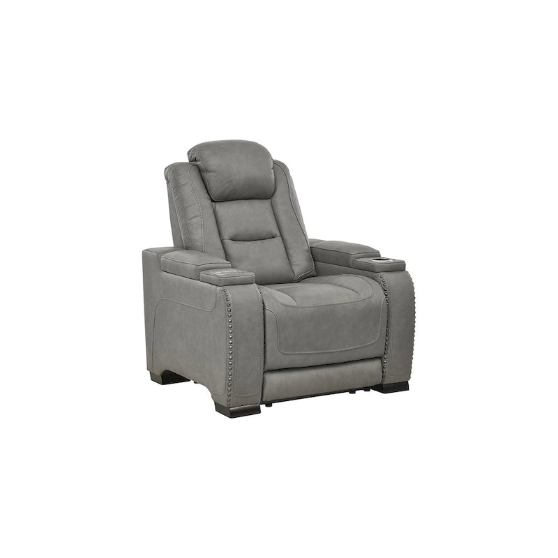 Le fauteuil inclinable motorisé contemporain Man-Den avec appui-tête réglable, gris tourterelle