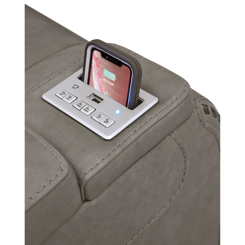 Le fauteuil inclinable motorisé contemporain Man-Den avec appui-tête réglable, gris tourterelle