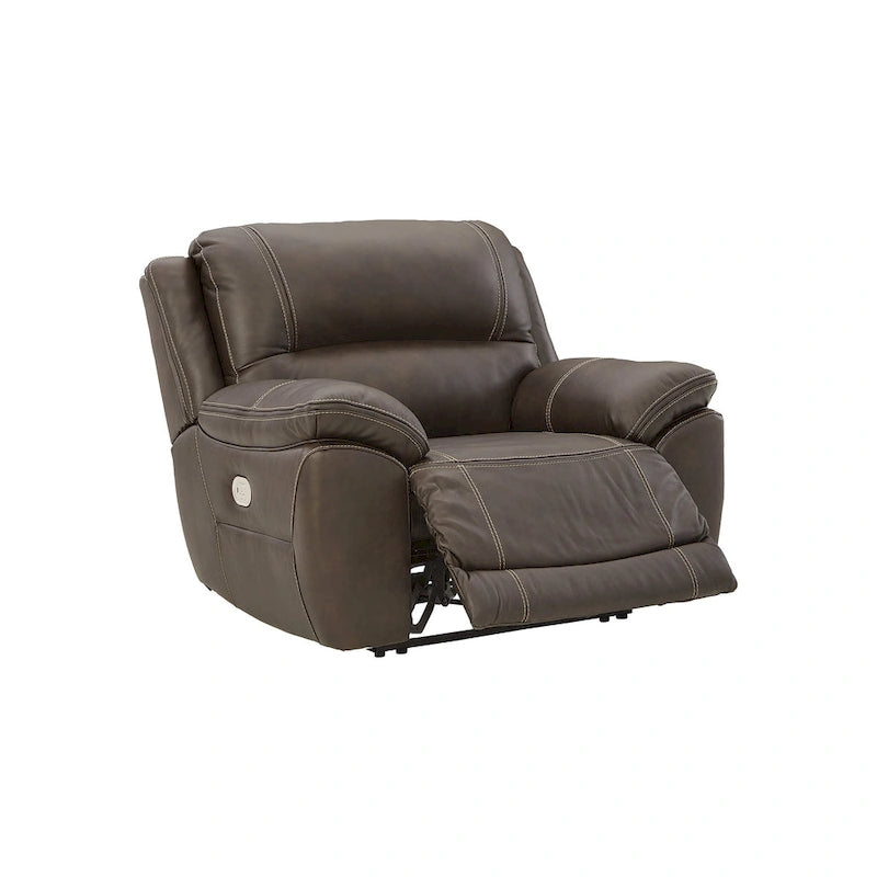 Fauteuil inclinable motorisé zéro encombrement en cuir brun Dunleith de Signature Design by Ashley