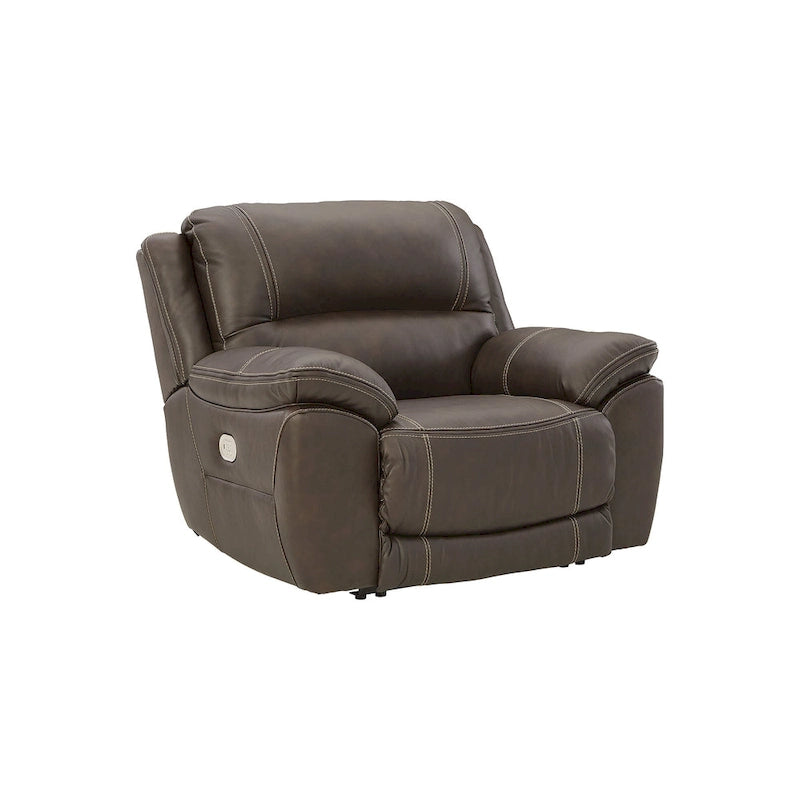 Fauteuil inclinable motorisé zéro encombrement en cuir brun Dunleith de Signature Design by Ashley