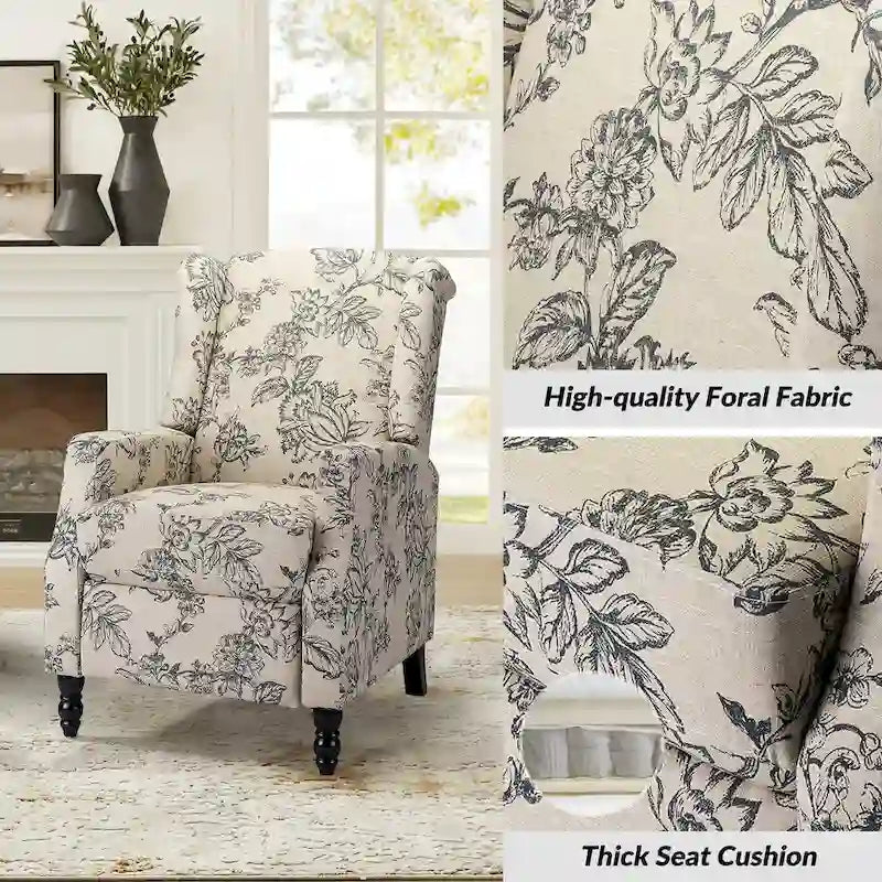 Lot de 2 fauteuils inclinables manuels Damaris Mid-Century Modern avec dossier à oreilles par HULALA HOME