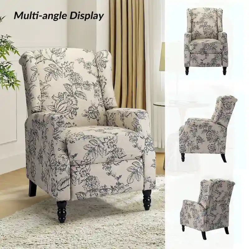 Lot de 2 fauteuils inclinables manuels Damaris Mid-Century Modern avec dossier à oreilles par HULALA HOME