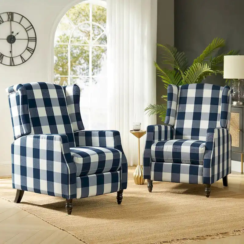 Lot de 2 fauteuils inclinables manuels Damaris Mid-Century Modern avec dossier à oreilles par HULALA HOME