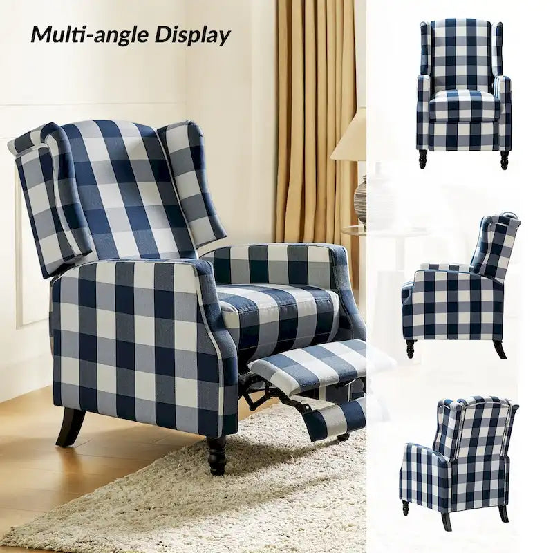 Lot de 2 fauteuils inclinables manuels Damaris Mid-Century Modern avec dossier à oreilles par HULALA HOME