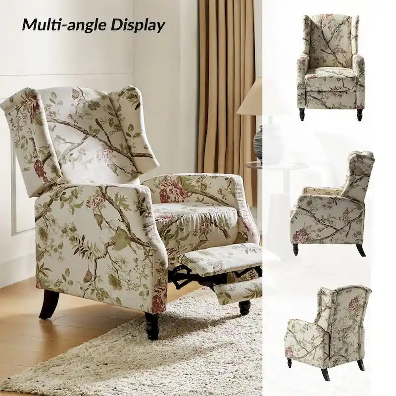 Lot de 2 fauteuils inclinables manuels Damaris Mid-Century Modern avec dossier à oreilles par HULALA HOME